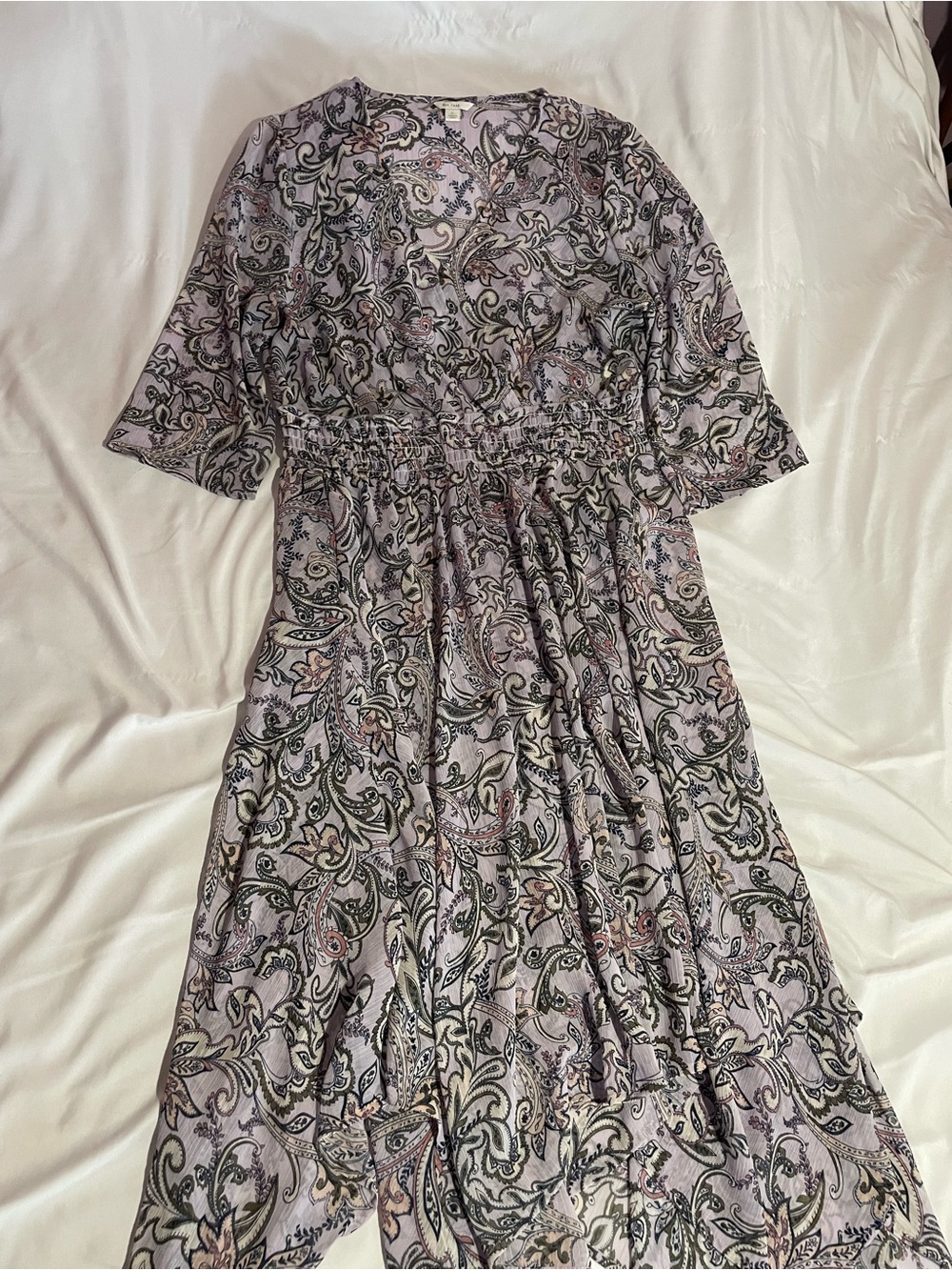 Cato Lavender Paisley Maxi Dress with Black and Pink Accents